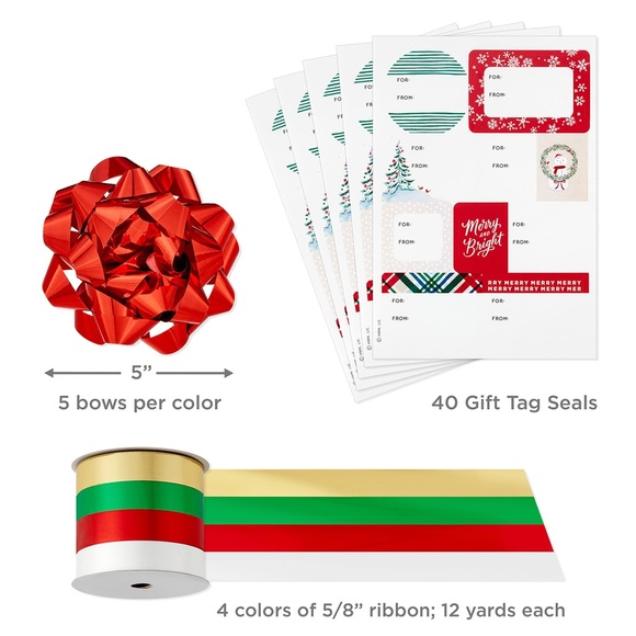 Hallmark Rustic Red&Green Christmas Wrapping Paper Set-Paper, Ribbon, bo… - Picture 4 of 9